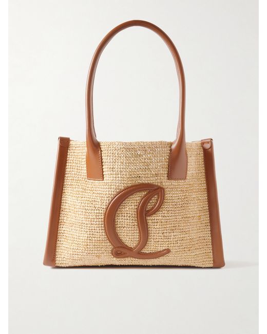 Christian Louboutin By My Side Small Leather-trimmed Raffia Tote Neutral