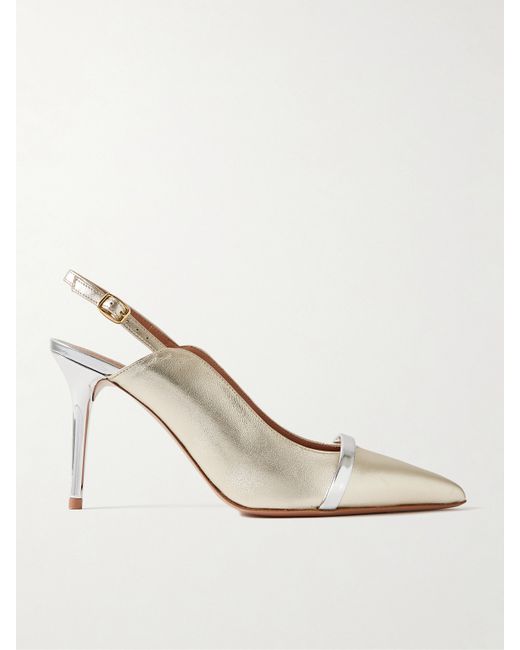 Malone Souliers Marion 85 Metallic Leather Slingback Pumps