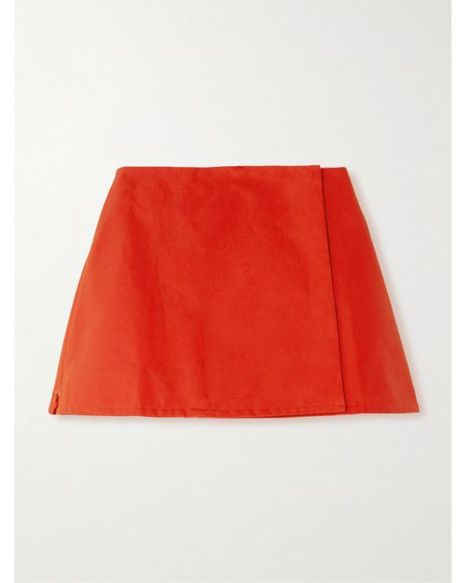 Tolu Coker Pleated Coated-cotton Mini Wrap Skirt