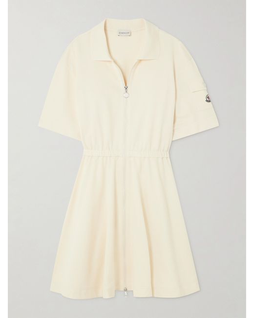 Moncler Pleated Cotton-piqué Mini Shirt Dress