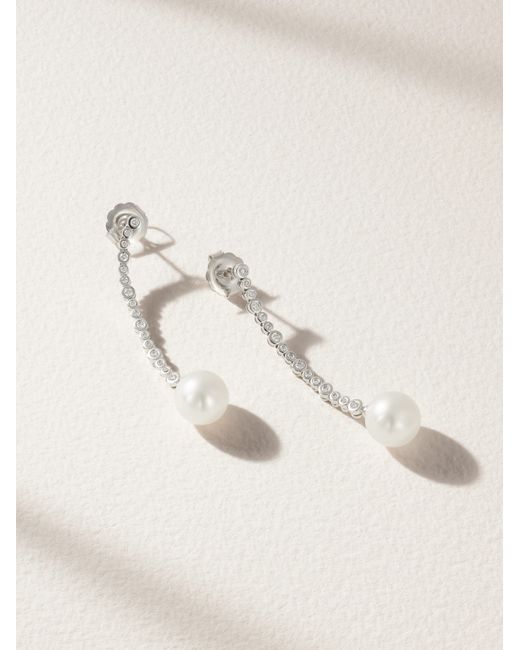 Mikimoto 18-karat Gold Diamond And Pearl Earrings