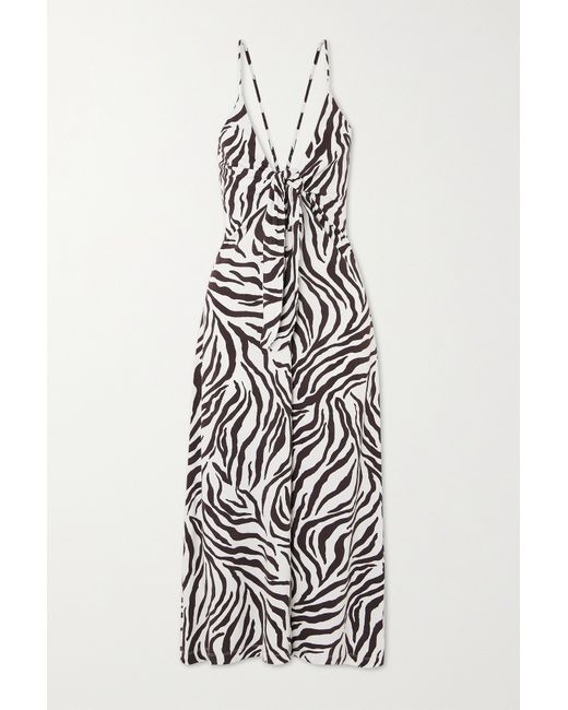 Max Mara Danilo Zebra-print Stretch-knit Midi Dress Dark