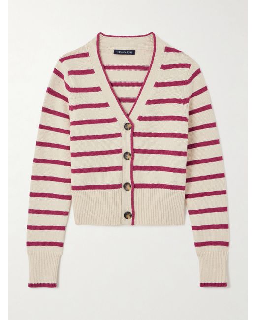 Veronica Beard Noorie Striped Knitted Cotton Cardigan