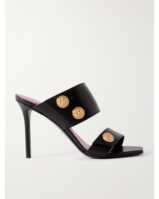 Balmain Eva Button-embellished Leather Sandals
