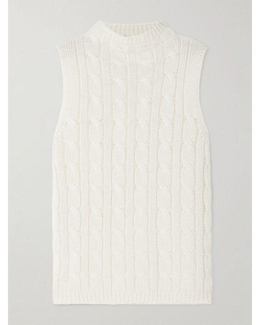 Arch4 Net Sustain Cassie Cable-knit Silk And Organic Cashmere-blend Tank