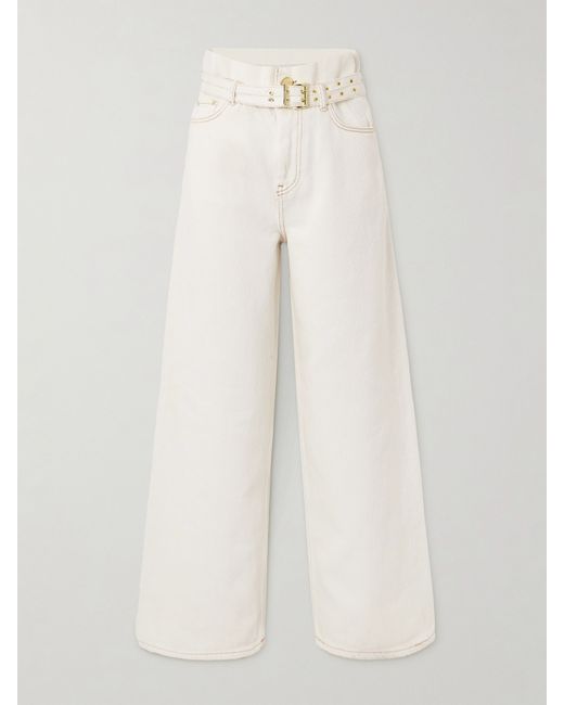 Ganni Belted High-rise Wide-leg Jeans