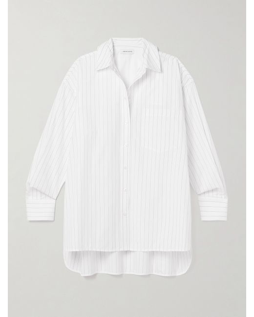 Anine Bing Chrissy Oversized Pinstriped Cotton-poplin Shirt