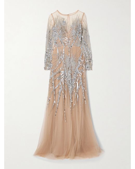 Zuhair Murad Embellished Tulle Gown Blush