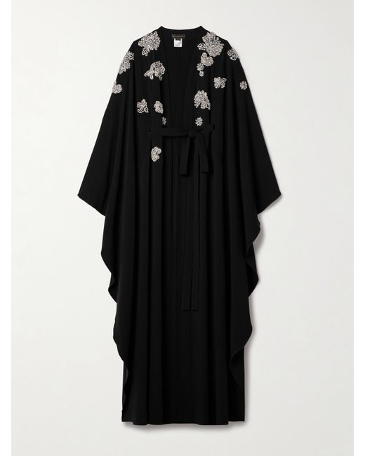 Zuhair Murad Belted Cape-effect Crystal-embellished Cady Gown