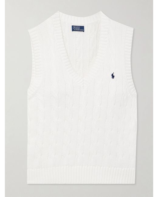 Polo Ralph Lauren Embroidered Cable-knit Cotton Vest