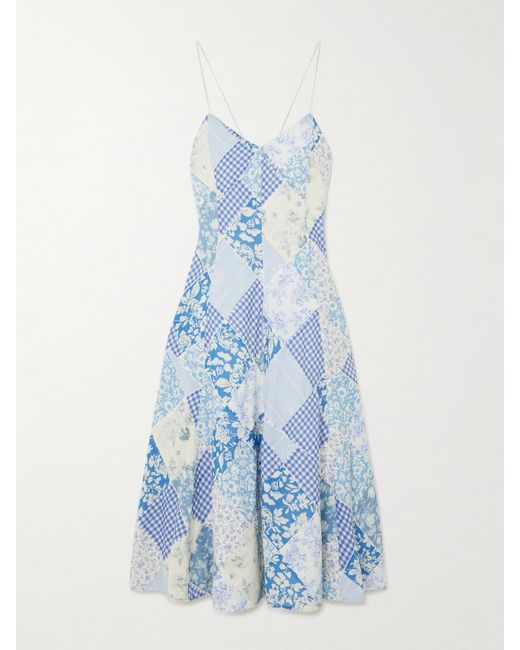 Polo Ralph Lauren Viggy Patchwork Printed Cotton And Linen-blend Midi Dress