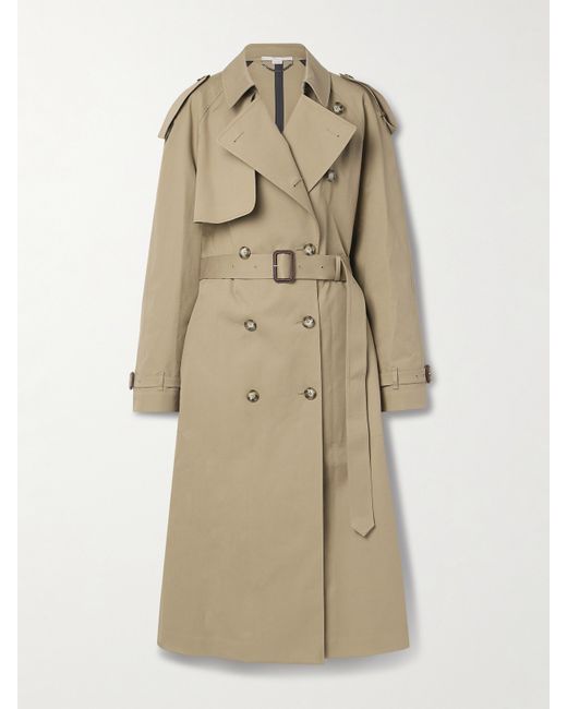 Stella McCartney Belted Double-breasted Cotton-gabardine Trench Coat Army