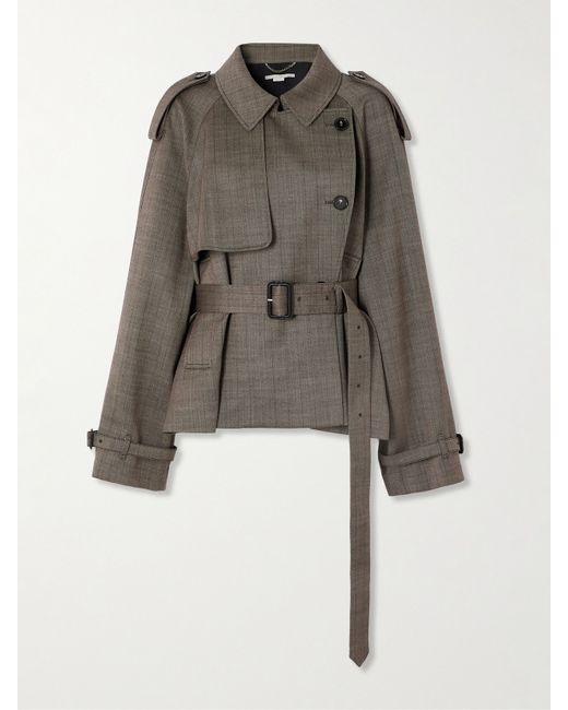 Stella McCartney Double-breasted Belted Checked Wool-blend Trench Coat