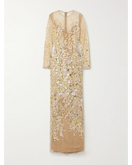 Elie Saab Embroidered Sequin-embellished Tulle Gown