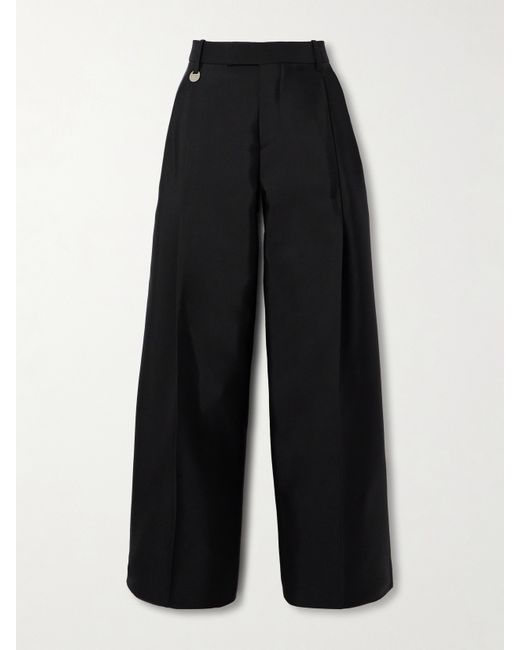 Burberry Pleated Wool And Silk-blend Twill Wide-leg Pants