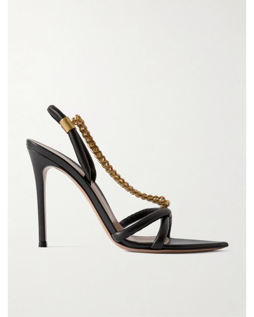 Gianvito Rossi Minerva 105 Chain-embellished Leather Slingback Sandals