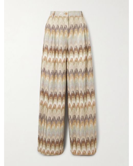 Missoni Metallic Crochet-knit Straight-leg Pants