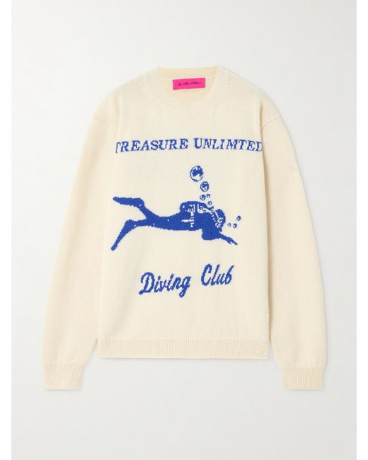 The Elder Statesman Diving Club Intarsia Cashmere Sweater