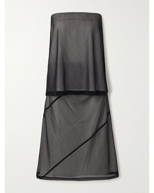 Proenza Schouler Gwen Strapless Layered Organza Midi Dress