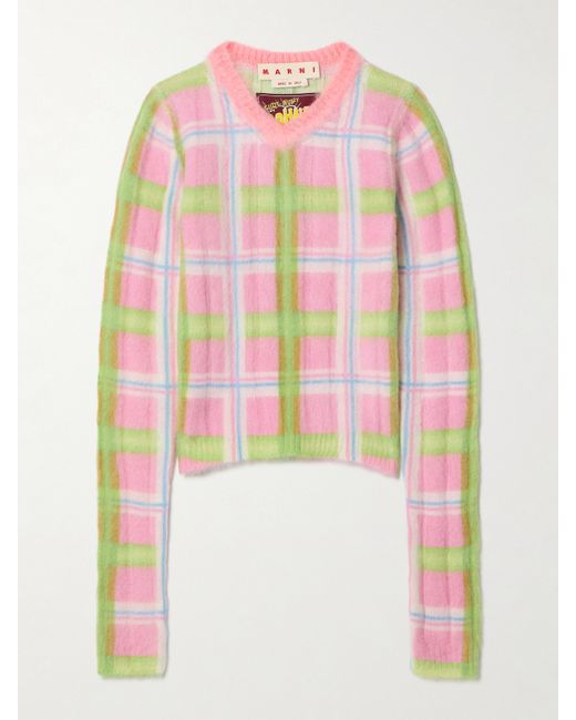 Marni Checked Brushed Knitted Sweater