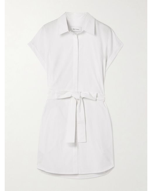 Matteau Net Sustain Belted Organic Cotton-poplin Mini Shirt Dress
