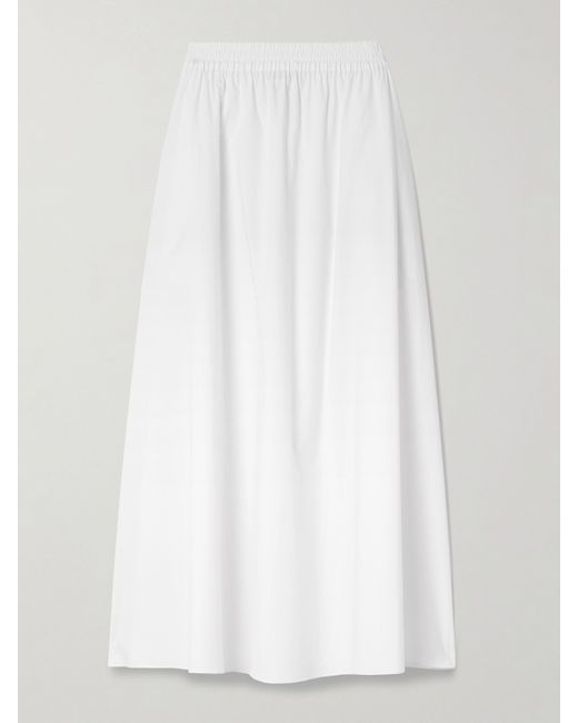 Matteau Net Sustain Pleated Organic Cotton-poplin Midi Skirt