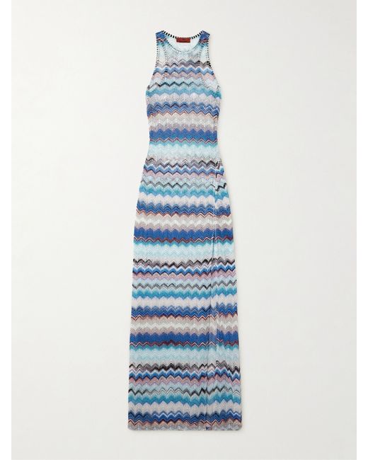Missoni Mare Striped Metallic Crochet-knit Maxi Dress