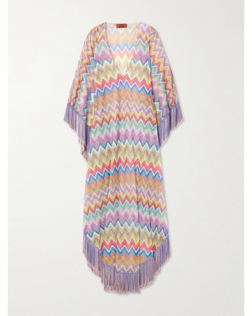 Missoni Fringed Striped Crochet-knit Kaftan