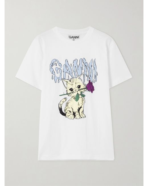 Ganni Printed Organic Cotton-jersey T-shirt