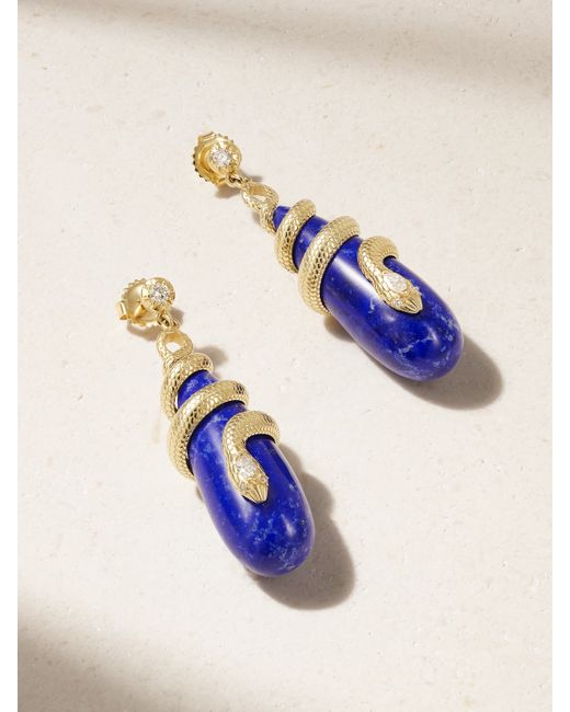 Jacquie Aiche 14-karat Gold Diamond And Lapis Lazuli Earrings