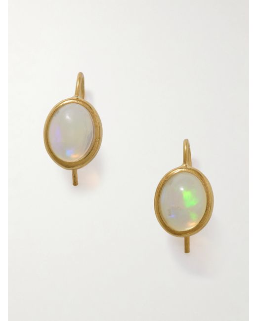 Loren Stewart French Hook Vermeil Opal Earrings