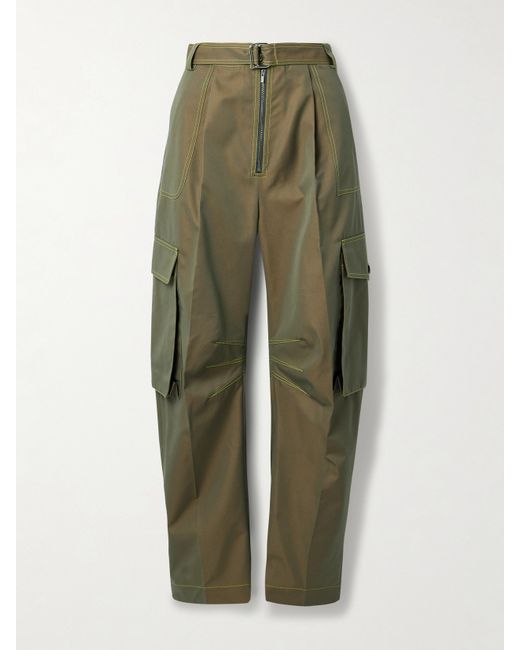 Christopher John Rogers Belted Cotton-blend Twill Tapered Cargo Pants
