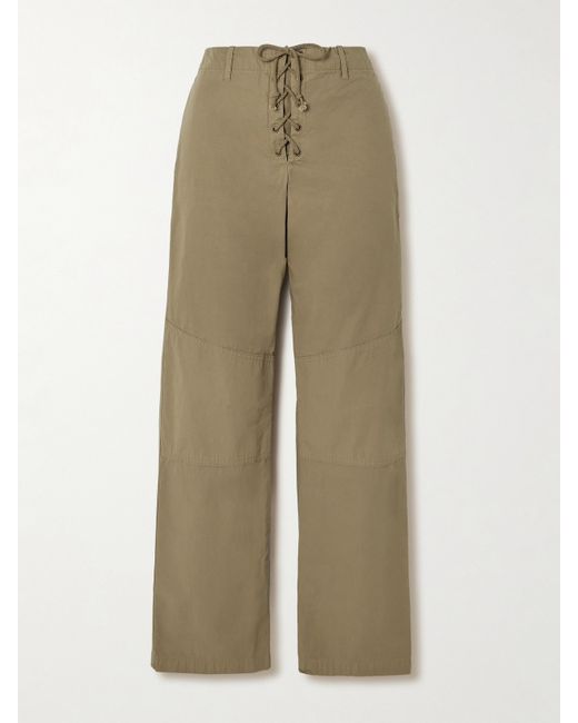 Fortela Rope-trimmed Coated-cotton Straight-leg Pants