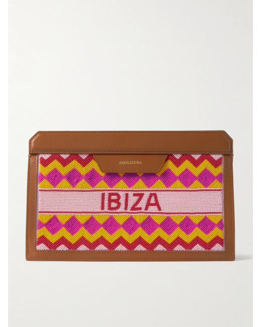 Aquazzura Ibiza Beaded Leather Clutch