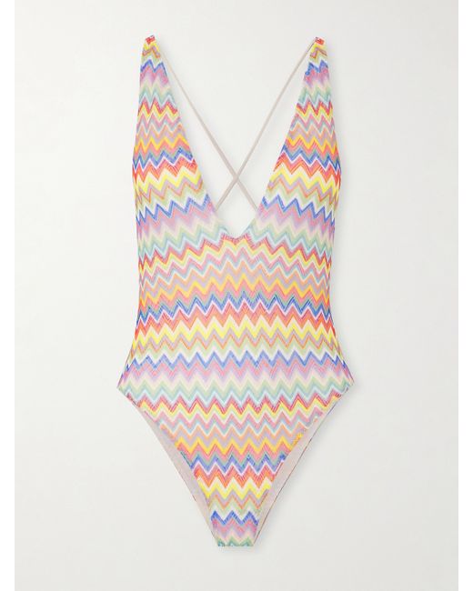 Missoni Striped Crochet-knit Swimsuit