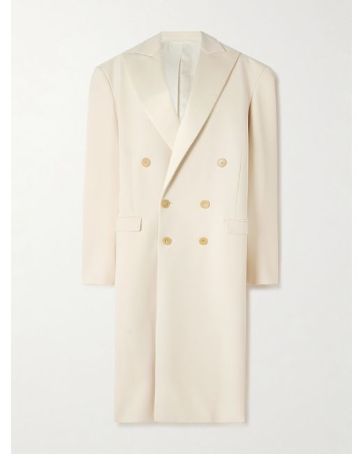 Carven Double-breasted Satin-trimmed Crepe Coat