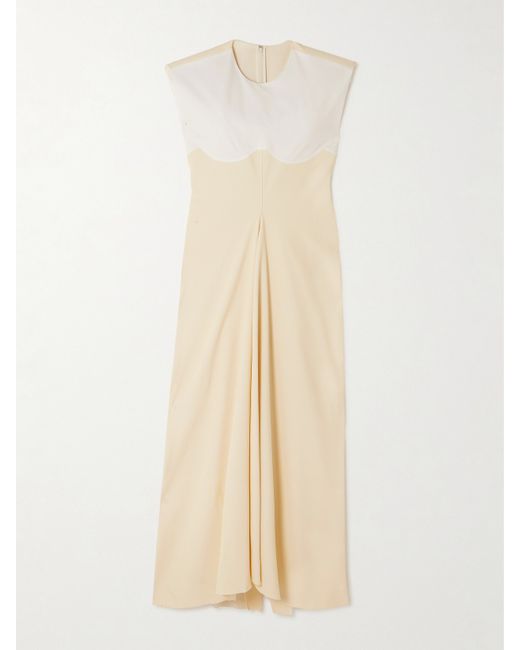Carven Two-tone Pleated Cotton-blend Twill Maxi Dress