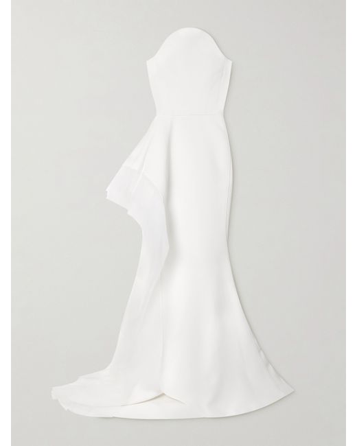 Maticevski Epitome Asymmetric Strapless Tulle-trimmed Cady Gown
