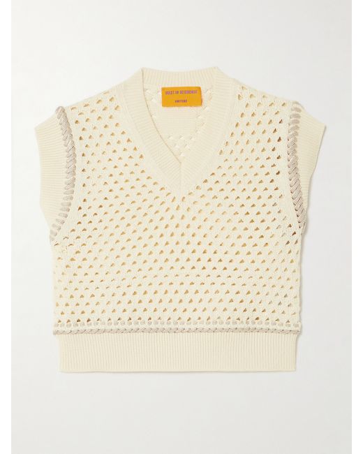 Guest in Residence Cropped Open-knit Cotton Vest