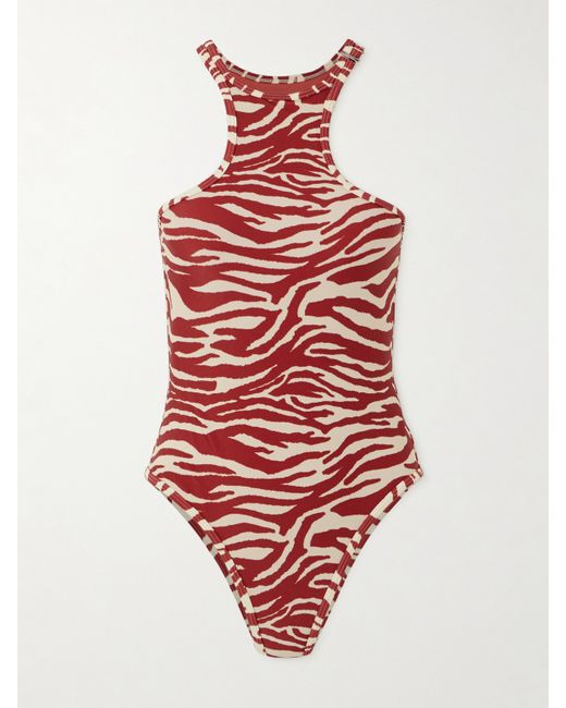 Attico Zebra-print Halterneck Swimsuit