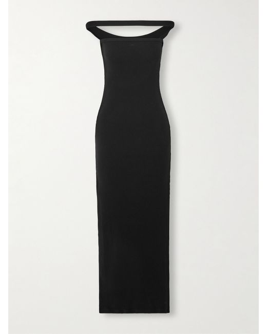 Courrèges Hyperbole Off-the-shoulder Ribbed Stretch Cotton-jersey Maxi Dress
