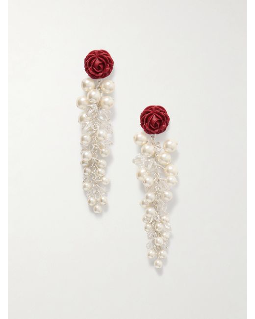Magda Butrym Silver-tone Faux Pearl Crystal And Resin Earrings