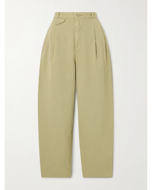 Agolde Becker Pleated Cotton-twill Tapered Pants Army