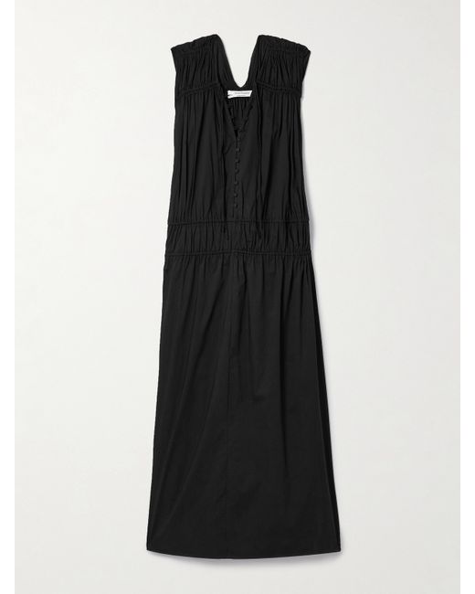 Another Tomorrow Net Sustain Gathered Organic Cotton-voile Maxi Dress