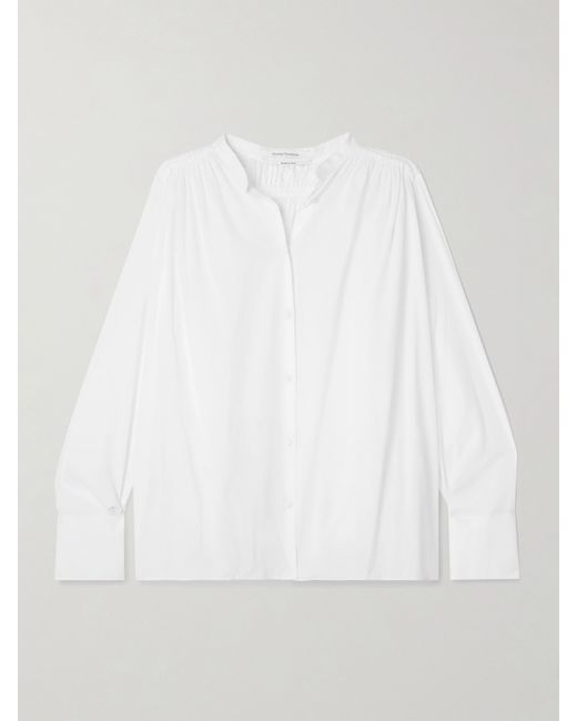 Another Tomorrow Net Sustain Gathered Organic Cotton-voile Shirt