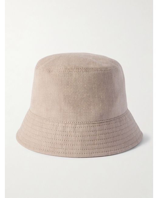 Brunello Cucinelli Embellished Linen And Wool-blend Bucket Hat Sand