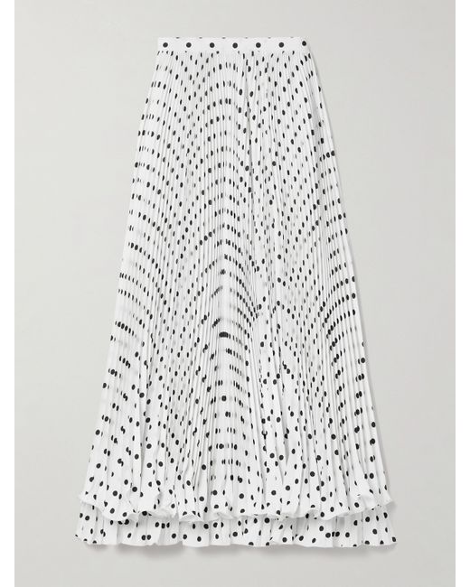 Balmain Ruffled Pleated Polka-dot Crepe Maxi Skirt