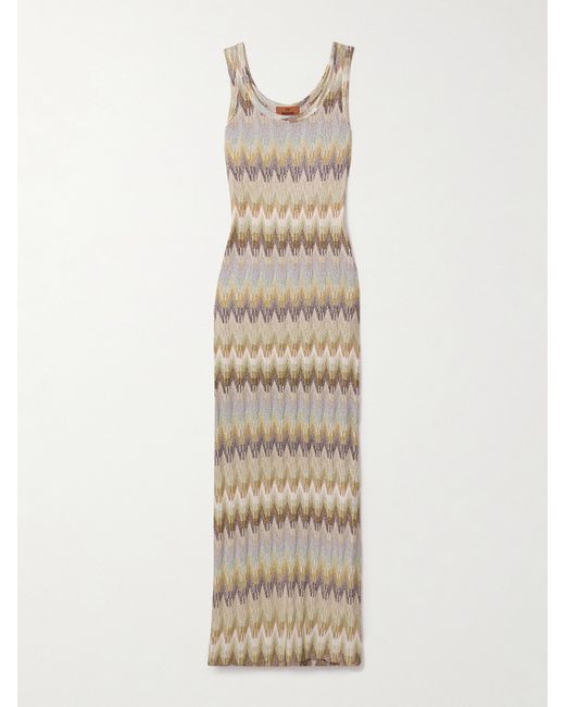 Missoni Metallic Striped Crochet-knit Maxi Dress