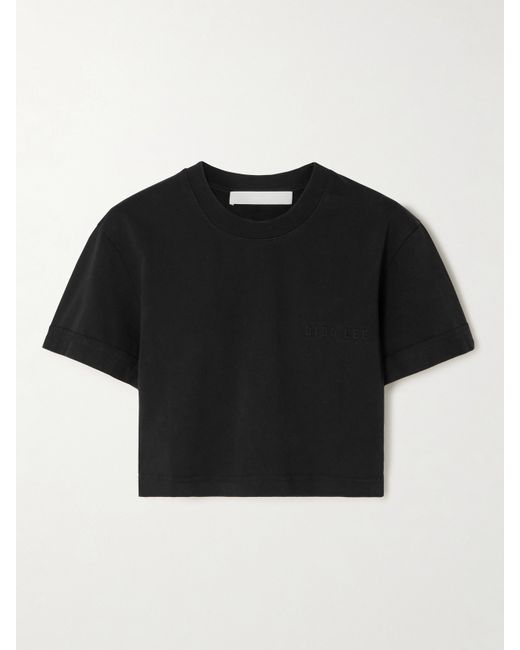 Dion Lee Logo-embossed Cropped Cotton-jersey T-shirt