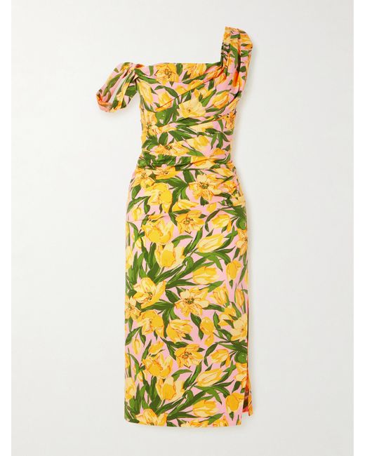 Carolina Herrera Floral-print Cotton-blend Poplin Midi Dress